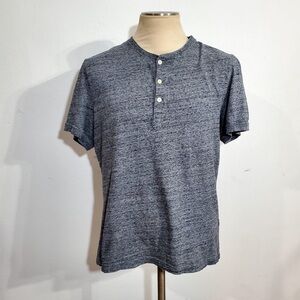 J.CREW T Shirt Mens Size L Gray Short Sleeve Henley Slub Cotton